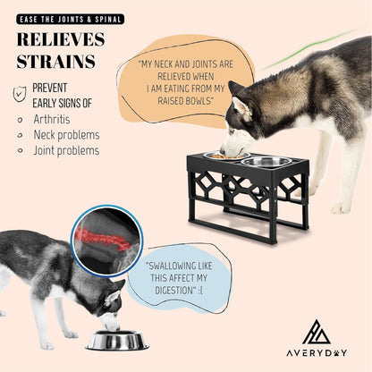 Elevated Dog Bowls, Adjustable Stand for Medium and Large Dogs