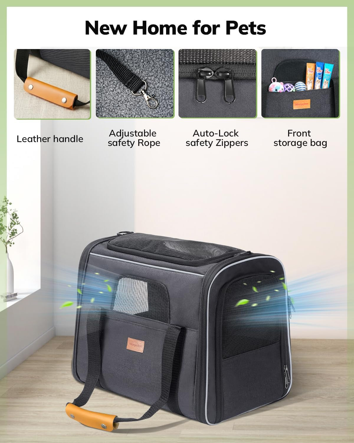 Cat Carrier - Cat Carrier Soft for Medium or Large Cats up to 20Lbs, with Dual-Sided Cushion, Secure Buckle and Foldable Bowl, Dog Carriers for Small Dogs - Pet Carrier (Dark Gray) | with Dual-Sided Cushion, Secure Buckle and Foldable Bowl, Dog Carriers for Small Dogs - Pet Carrier (Dark Gray)