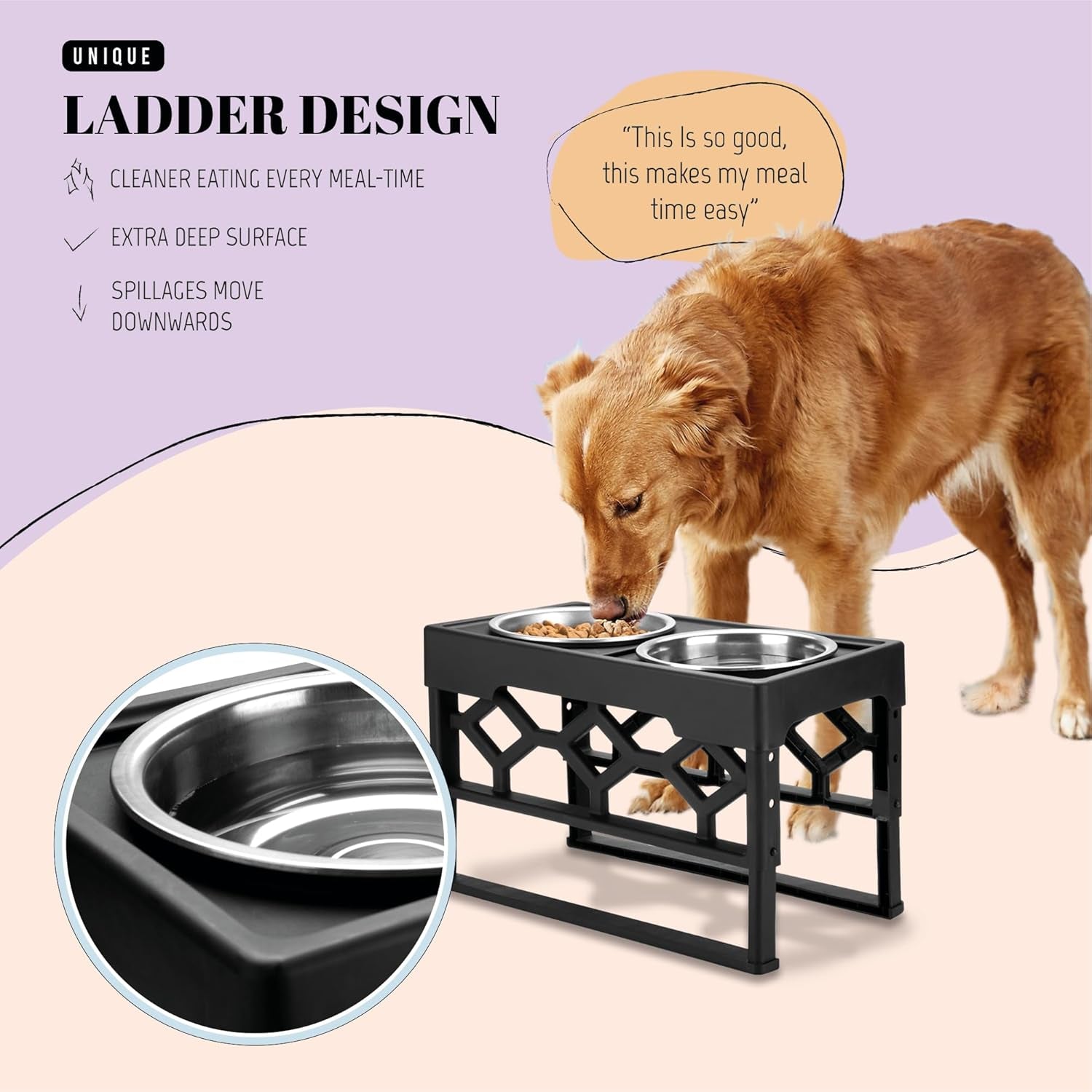 Elevated Dog Bowls, Adjustable Stand for Medium and Large Dogs
