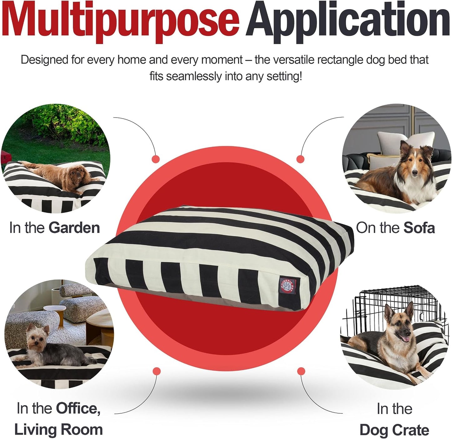 Rectangle Large Dog Bed Washable – Non Slip Comfy Pet Bed