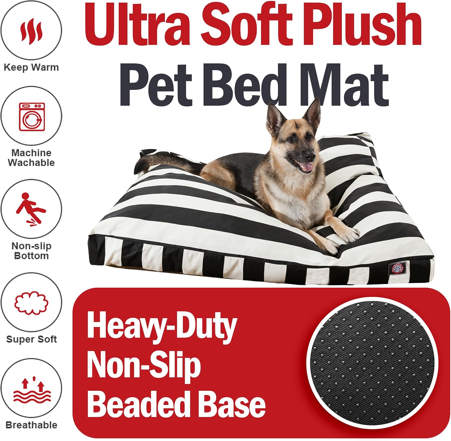 Rectangle Large Dog Bed Washable – Non Slip Comfy Pet Bed