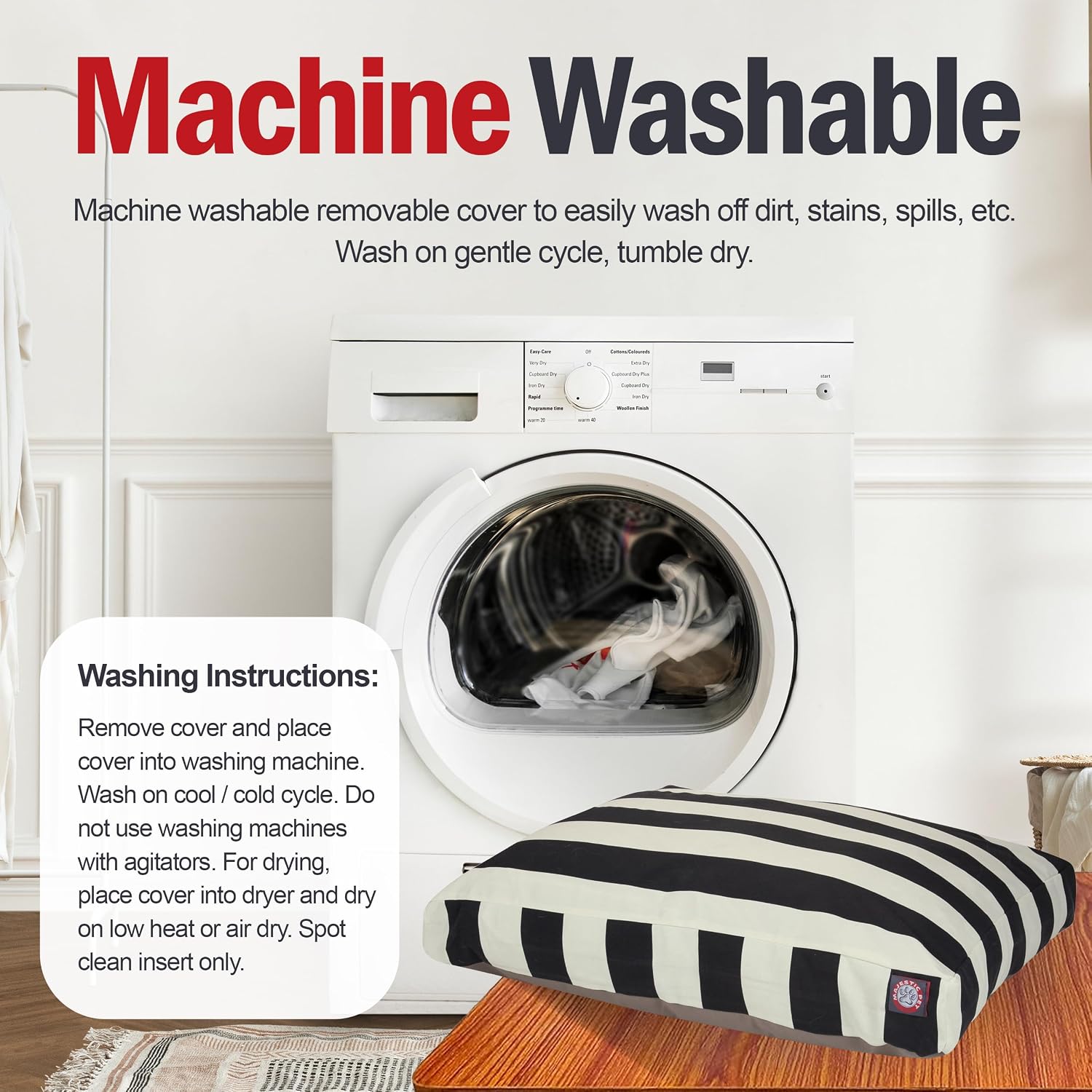 Rectangle Large Dog Bed Washable – Non Slip Comfy Pet Bed