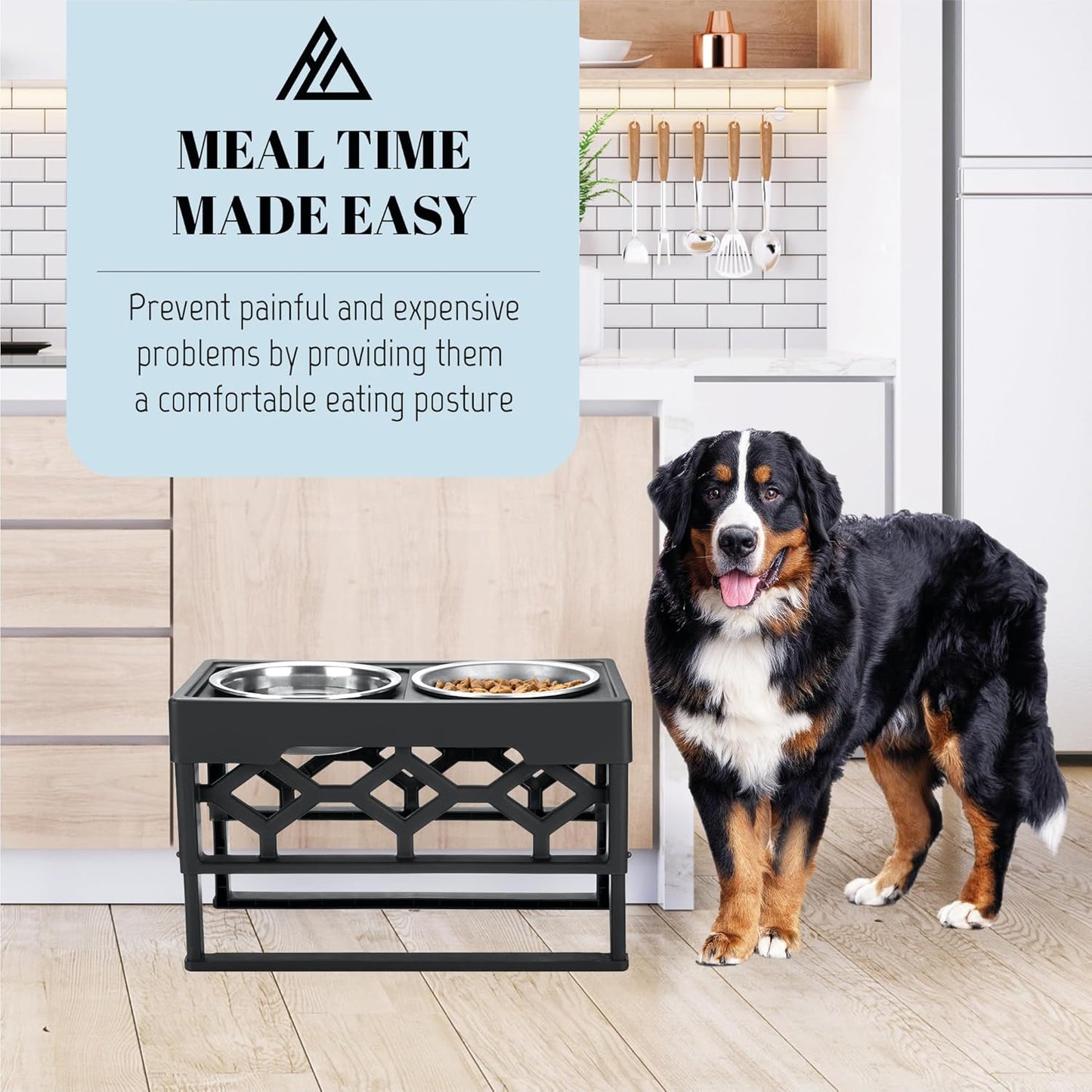 Elevated Dog Bowls, Adjustable Stand for Medium and Large Dogs