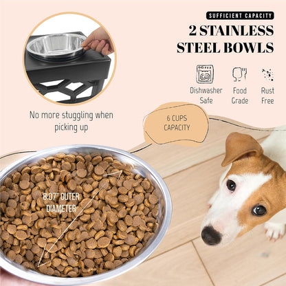 Elevated Dog Bowls, Adjustable Stand for Medium and Large Dogs