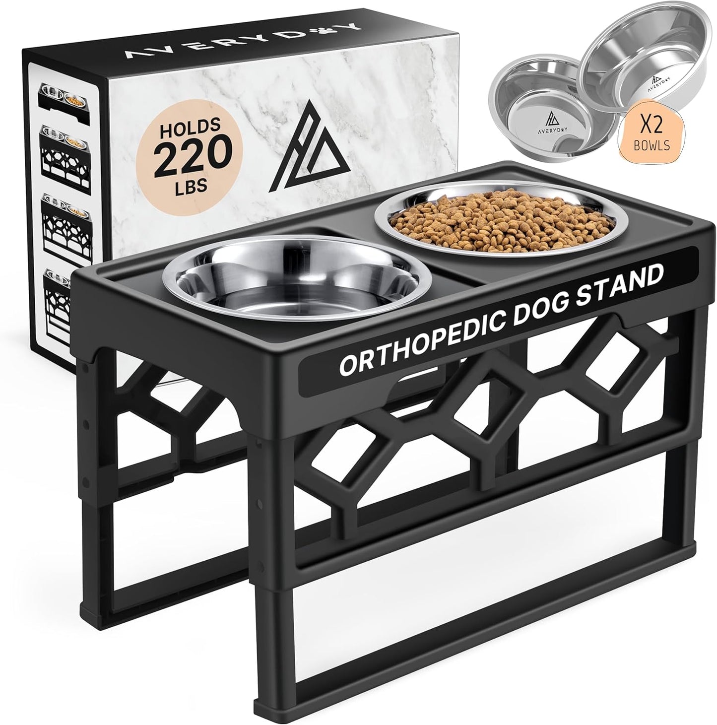 Elevated Dog Bowls, Adjustable Stand for Medium and Large Dogs